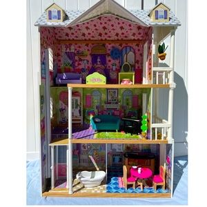 3-Story Wooden Dollhouse 🎀